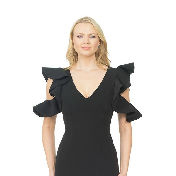 Posh Couture Ruffle Mermaid Gown Black Size M NWT - Picture 4 of 10